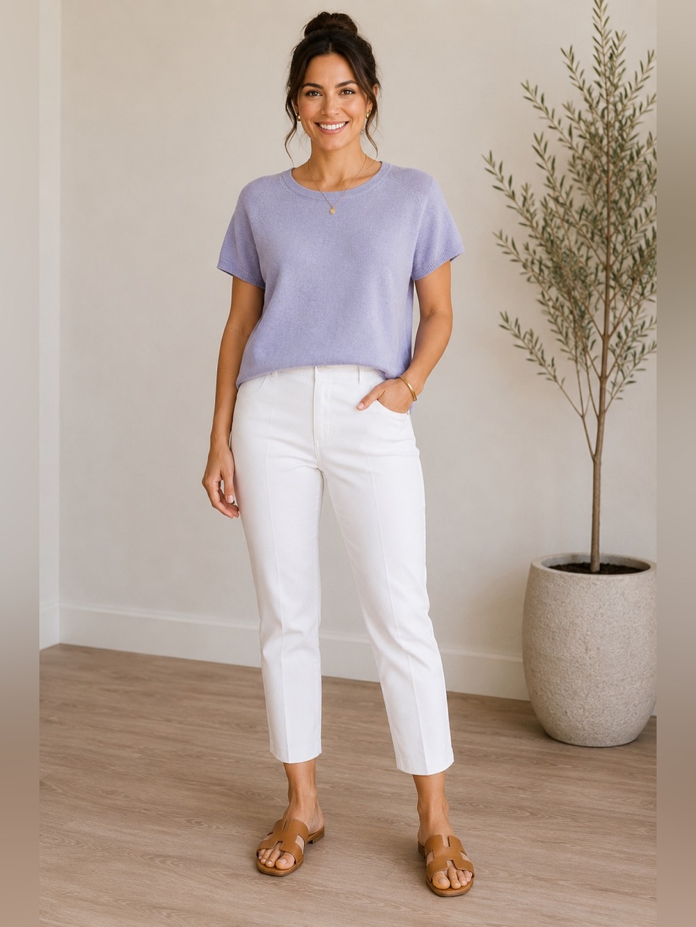 C by Bloomingdale’s 100% 2-Ply Cashmere Sweater XXL Lavender Short Sleeve